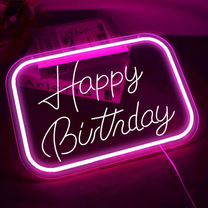 Happy Birthday Neon Signs for Wall Decor，Led Neon Light for Bedroom，Christmas Birthday Party Gift