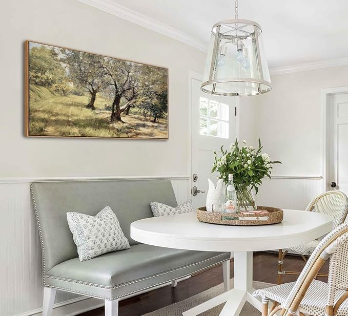 DJSYLIFE Framed Wall Art Home Decor - Vintage Artwork Olive Grove Oil Painting Canvas Prints Rustic Nature Trees Landscape Pictures Country Farmhouse Wall Decor Bedroom Living Room Decorations 20"x40"