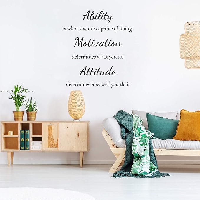 2 Sheets Vinyl Wall Quotes Stickers Ability Motivation Attitude Believe in Yourself Inspirational Saying Home Decals Quote Home Decor for Office School Classroom Teen Dorm Room Wall Decal (Black)