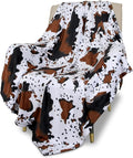 MACEVIA Flannel Fleece Throw Blanket for Couch, Cow Print Blanket for Adult, Fuzzy Cozy Comfy Super Soft Fluffy Plush Cowhide Blanket for Bed Sofa 260GSM, Suitable for All Seasons (Cow-01,50x60inches)