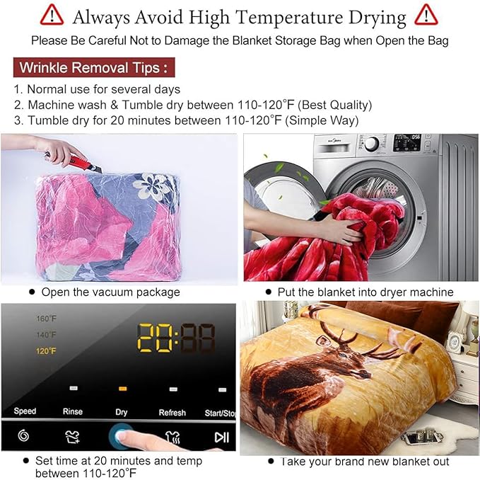 JYK Soft Fleece Bed Blanket King Size 83'' x 91'', 520GSM Medium Thick and Warm Blanket for Winter, Fuzzy Plush Bed Blanket King Size 5.7 LB, Cozy Fuzzy Microfiber Blanket - Deer/Elephant