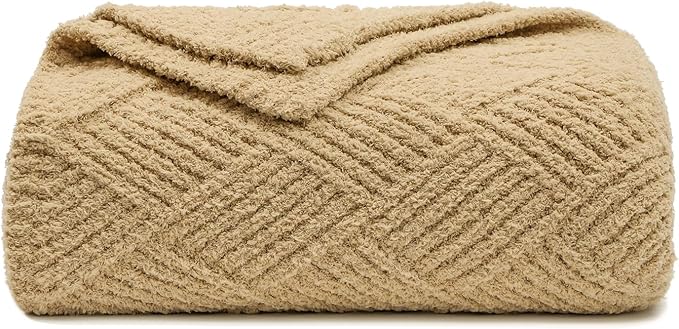 bearberry Super Soft & Fuzzy Minky Throw Blanket Lightweight All-Season - Diamond Stitch Plush Fleece for Couch, Bed, Sofa | Machine Washable Cozy Gift for Women, Men, Home (Camel, 40”x50”)