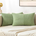 MIULEE Sage Green Decorative Throw Pillow Covers 16x16 Inch for Couch Bed Sofa Spring Decor Pack of 2 Boho Farmhouse Throw Pillows Soft Cross Corduroy Patchwork Textured Cushion Cases