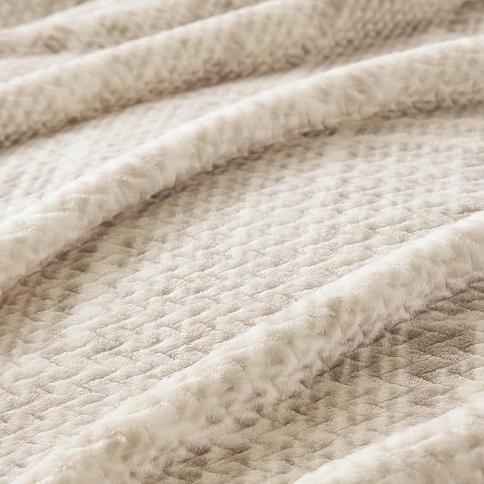 COOVA Fleece Throw Blanket for Couch, Super Soft and Cozy 3D Jacquard Warm Blankets, Lightweight and Fuzzy Throw for Bed, Sofa, Chair, Giftable (Taupe, 50"x60")