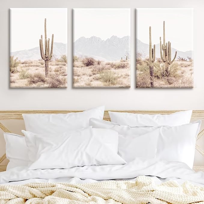 Pennclys Sonoran Desert Landscape Wall Art Cactus Arizona Canvas Wall Decor Desert Poster Pictures Saguaro Cactus Art Prints Landscape Painting for Home Bedroom 12x16x3 Inch Ready to Hang