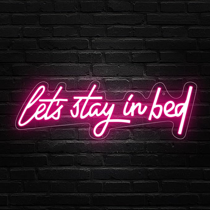 Let's Stay in Bed Neon Sign,Let's Stay in Bed Led Signs Wall Decor for Bedroom,Above Bed Wall Decor,Pink led Neon Sign for Family Couple Girls Bedroom Dedside Wall Decoration