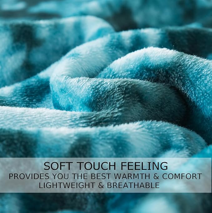 HOZY Fuzzy Throw Blanket Travel Size - Teal, Soft and Comfy, Plush and Furry Faux Fur, Reversible Throw Blankets for Sofa and Bed, 50x60 Inches,Teal