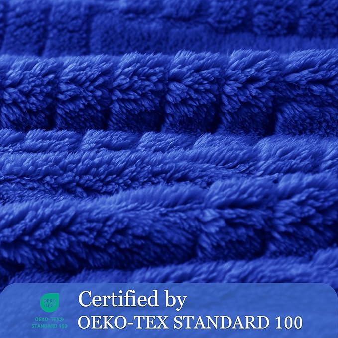 Whale Flotilla Lightweight Fleece Throw Blanket for Couch, Fuzzy Soft Blankets with Decorative Jacquard Pattern for All Season, Warm and Fluffy, 50x60 Inch, Blue