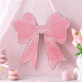 RattanView Pink Bow Wooden Hanging Sign Coquette Bow Wall Hanging Hanger Cute Preppy Wall Art Bowknot Welcome Door Sign Girly Decor for Girls Room College Dorm Apartment Indoor Outdoor Porch