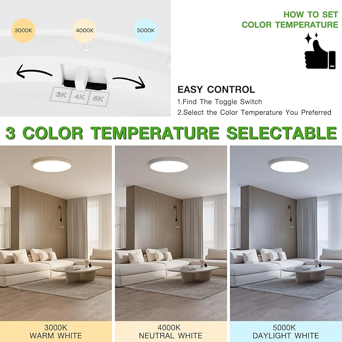 4Pack 15.8Inch LED Flush Mount Ceiling Light Fixture,32W 3200LM,Dimmable CCT 3000K/4000K/5000K,Round Flat Panel Light for Bedroom,0.7Inch Thin Modern Low Profile Ceiling Lights for Hallway,Kitchen