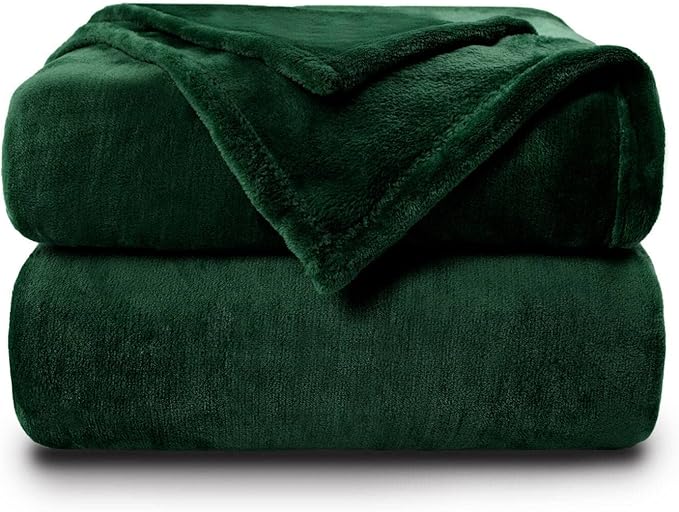 NANPIPER Fleece Blankets Super Soft Flannel Queen Size Blanket for Bed Luxury Cozy Microfiber Plush Fuzzy Blanket,Olive Green