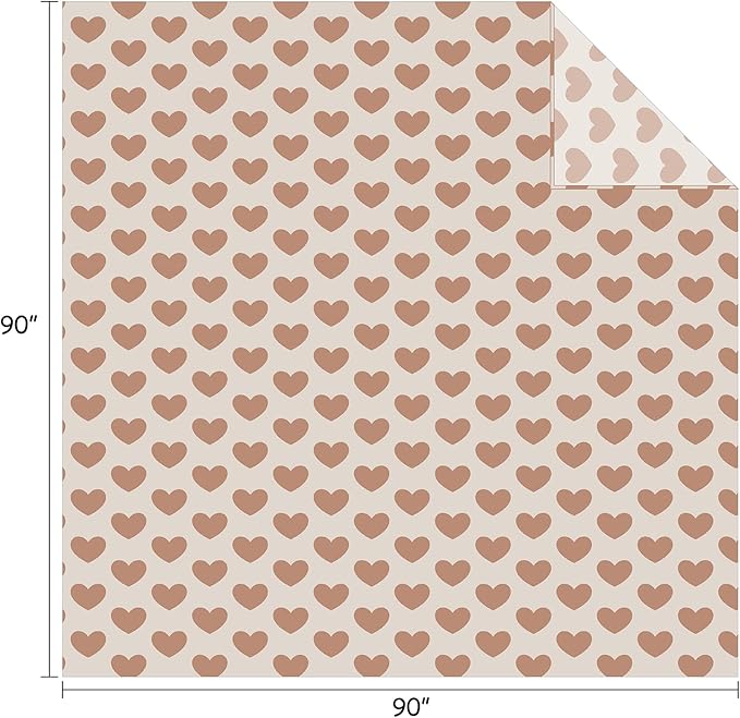 FY FIBER HOUSE Heart Flannel Queen Blanket Soft Cozy Blankets for Lover Gifts All Season Use, 90x90 Inches, Khaki