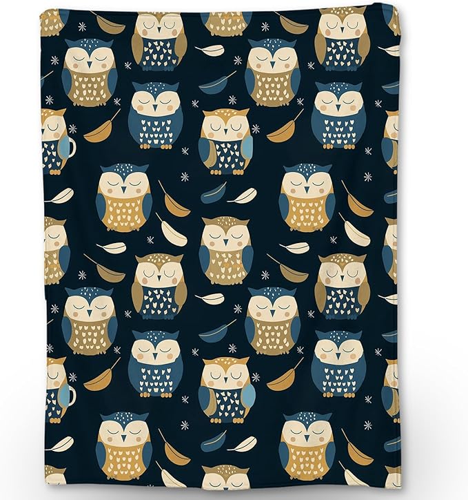 Cartoon Owl Blanket | Soft Warm Cozy Lightweight Flannel Throw Blanket Perfect for Couch, Bed, Decor, Travel & Outdoor Use, Fuzzy Blankets for Adults Kids Women Girls 60×50 in