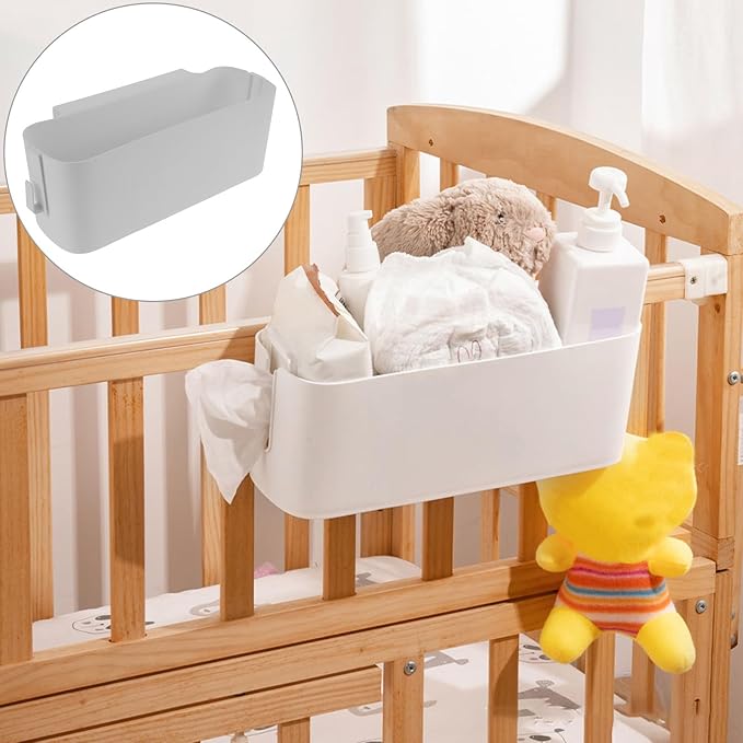 Sewroro Hanging Bedside Caddy Portable Plastic Storage Organizer with Side Hooks, Bedside Caddy Hanging Organizer for Dorm Room, Office, Rv, And Home Use, White, 13 X 5. 8 X 4. 7 Inches
