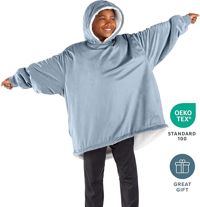 Bare Home Wearable Blanket Hoodie - Soft Plush Sherpa - Warm and Cozy - Oversized Wearable Blanket - Adult & Kid Sizes