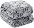 KAWAHOME Faux Fur King Size Blanket for Bed, Ultra Soft Warm Fluffy Blanket for Couch, Plush Fuzzy Bedding, Cozy Luxury Quatrefoil Pattern Bedroom Decor Gifts, 108" X 90" Dark Grey