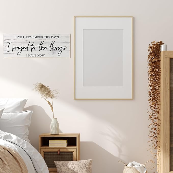Jetec Farmhouse Bible Verse Scripture Wall Signs, I Still Remember The Days I Prayed for The Things I Have Now Wooden Plaque Decor for Church Home Christian Wall Art Decor