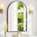 Arched Wall Mirror 38x26 Inch Black Bathroom Vanity Mirror with Metal Frame, Modern Arch Mirror for Bedroom, Living Room, Entryway, Wall Mounted Decorative Mirror