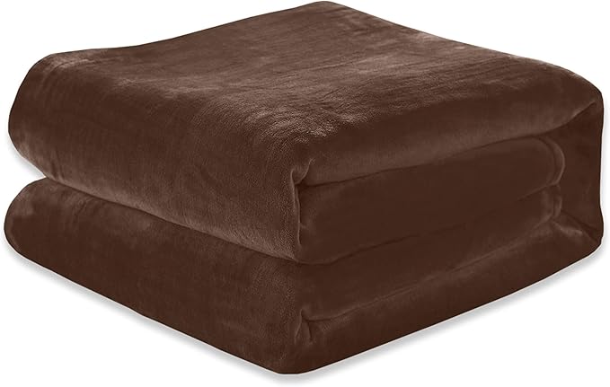 Elegant Comfort Luxury Velvety Softness Fuzzy Plush Micro-Velour Ultra-Soft Blanket, Full/Queen, Chocolate Brown