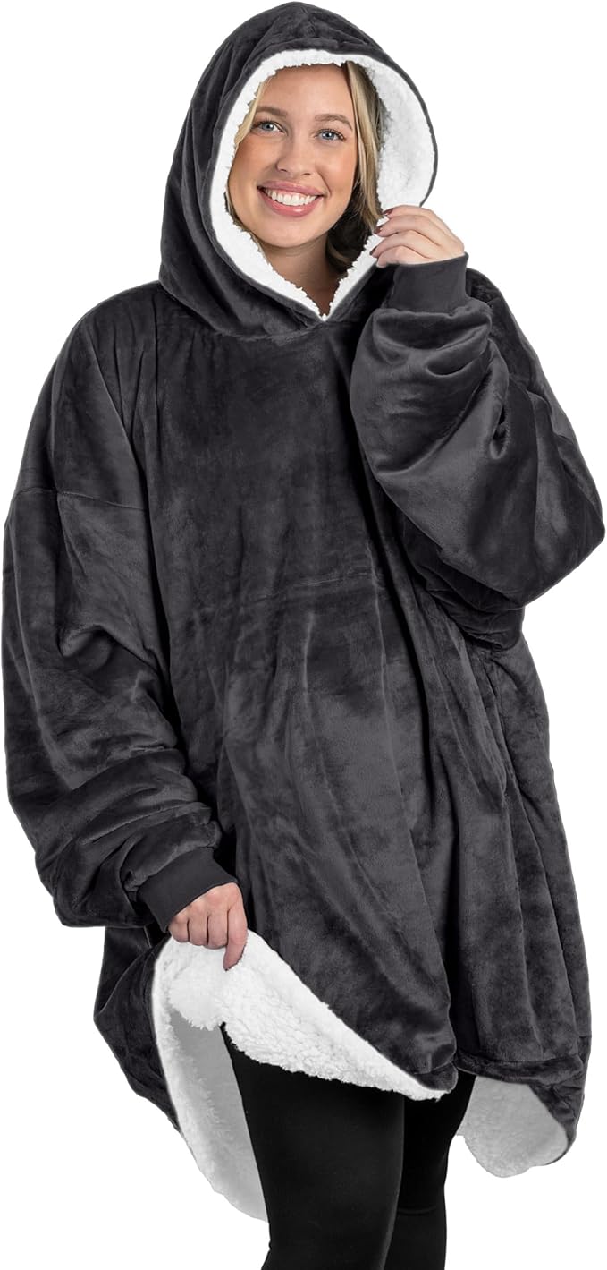 Bare Home Wearable Blanket Hoodie - Soft Plush Sherpa - Warm and Cozy - Oversized Wearable Blanket - Adult & Kid Sizes