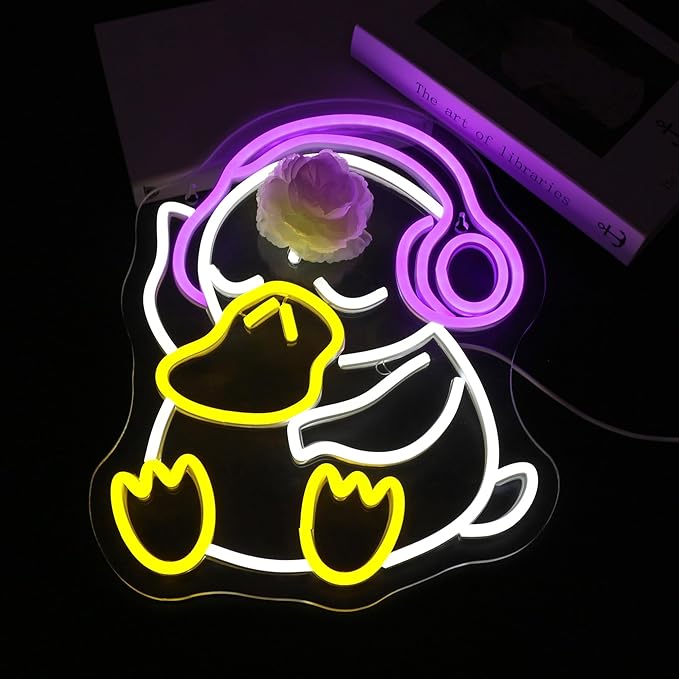 Neon Sign - Duck LED Neon Signs for Wall Decor, Cute Animal Light Up Led Sign for Bedroom, Party, Bar, Game Room & Home Room Decor