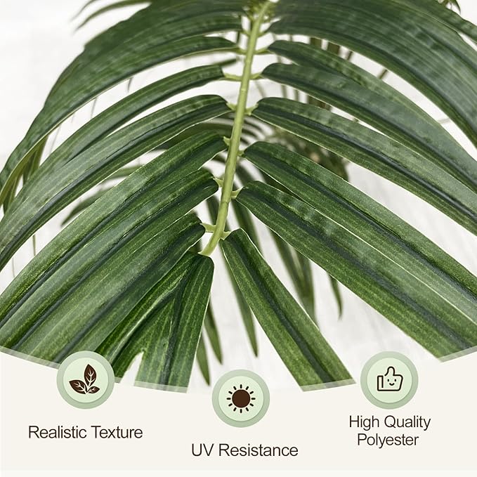 Artificial Palm Tree 5.5ft Tall Fake Palm Tree Indoor Decor with 15 Trunks and Real Bark Design Faux Tropical Areca Palm Silk Floor Plant in Pot for Home Office Living Room Bedroom Decor 1pcs