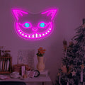 Cheshire Cat Neon Sign Alice in Wonderland Decor Light Up Sign,Smile Cat Neon Light for Wall Decor,Bedroom,Tea Party,Birthday Gifts,Bar Home Dorm Decorations