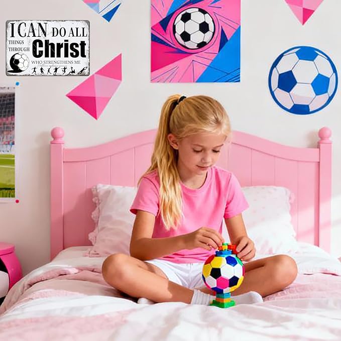 Soccer Room Bedroom Decor, Vintage Metal Soccer Signs