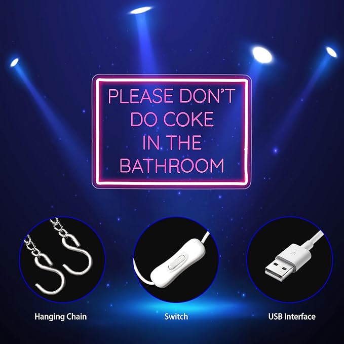 Neon Sign, Please Don't Do in The Bathroom Neon Signs for Wall Decor - Pink LED Signs for Home, Bathroom, Business, Club, Party - USB Powered Light Up Sign Decorations