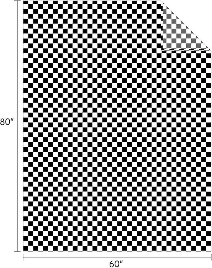 FY FIBER HOUSE Checkered Flannel Fleece Throw Blanket Soft Cozy Checkerboard Grid Print Chessboard Gingham Pattern Blankets for Bed Couch Sofa, 60"x80", Black