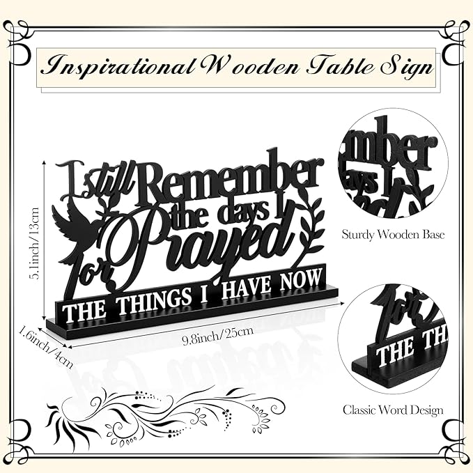 Geetery Inspirational Table Centerpieces Wooden Religious Inspirational Home Decoration Motivational Blessed Table Decor for Home Kitchen Office Faith Christian Gifts Supplies Decor(Prayed)