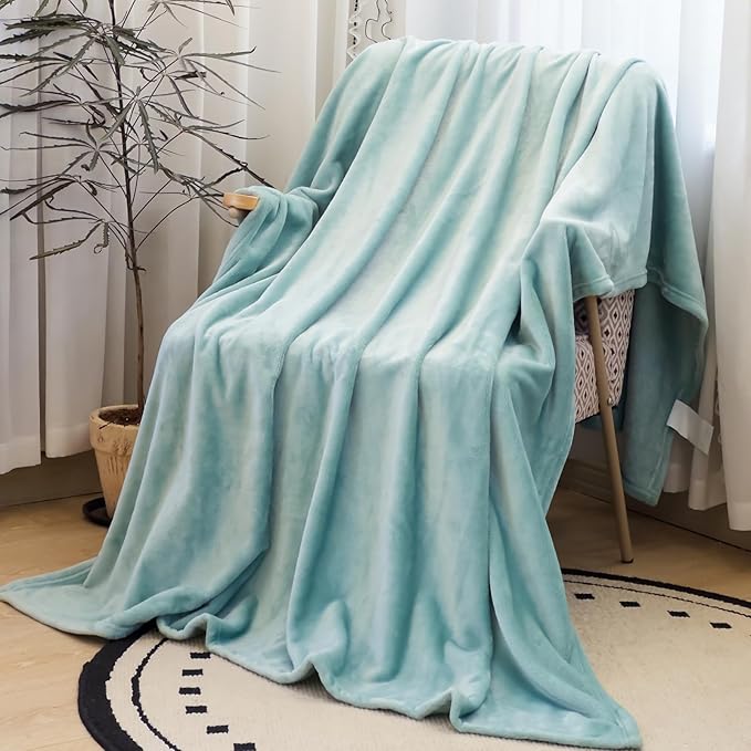 Ultra Soft Fleece Throw Blanket, Silky Flannel Fuzzy Blanket for All Season, Cozy Lightweight Blanket for Couch, Bed, Sofa, 50" x 60", Sage Green, Throw