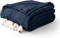 100% Cotton Muslin Blanket Twin 60" x 80", Breathable and Lightweight Cotton Twin Blankets for Couch, Soft Cooling Summer Gauze Blanket for Adults All Season, Navy Blue