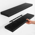 Fun Memories Floating Shelves for Wall, Rustic Wood Wall Mounted Shelves for Bathroom, Bedroom, Living Room & Kitchen, Storage Display Shelves, (Set of 2, Black, 32 in)