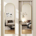 Arched Full Length Door Mirror 14x48, Metal Frame with Protective Film, No-Drilling Hanging or Wall Mount, Hooks & Hardware Included, Full Body Mirror for Bedroom, Dorm, Gold