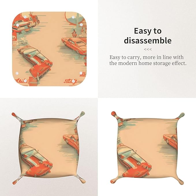 Leather Car Tray Organizer Handy Storage for Bedside Bedside Home Office Use