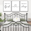 Framed Farmhouse Decor, Farmhouse Wall Art 36x16', Give it to God and Go to Sleep Signs (12x16 inches, Set of 3, Framed, Grey)