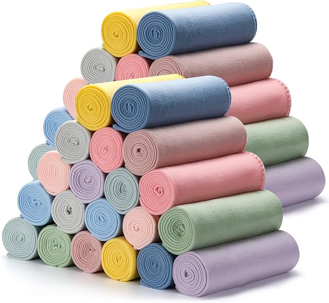 40PCS Pastel Fleece Blankets Bulk 50 X 60, Soft Lightweight Throw Blanket Kit Cozy Blankets Bulk for Bed Sofa Couch Warm Pet Fleece Blanket Set for Wedding Homeless Home Office Travel Gift for Seasons