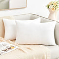 Throw Pillow Covers White Decorative Velvet Set of 2 12x20 Inch Pillow Covers, Soft Lumbar Pillow Covers for Couch Sofa Bed Living Room, Farmhouse Neutral Home Boho Decor, Accent Cushion Cases