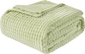 EMME Fleece Blanket, 3D Jacquard Throw Blanket for Couch and Bed, Soft Cozy and Fluffy Blankets Lightweight Luxury Flannel with Geometric Grid Design (Sage Green, 50'' x 60'')
