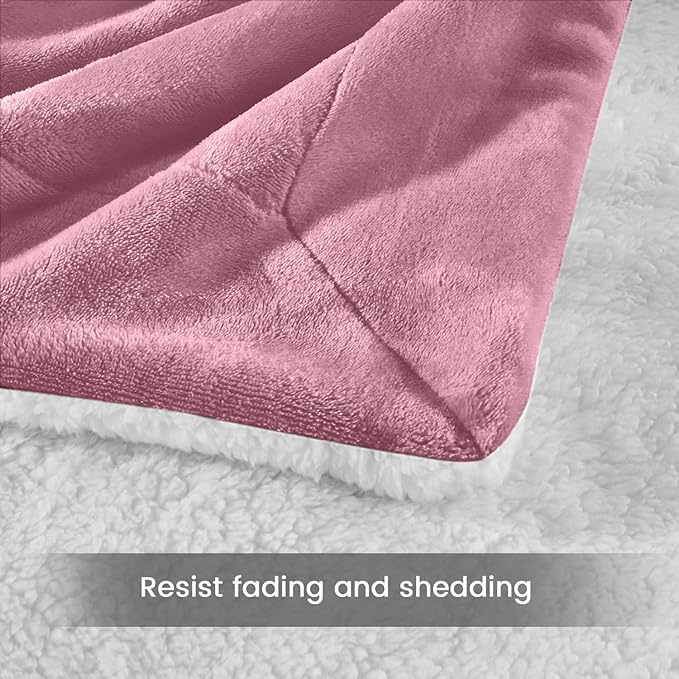 MOONLIGHT20015 Baby Pink Sherpa Blankets Queen Size for Bed - Wholesale Bulk Pack of 9 Sherpa Blankets - Soft Fluffy Throw Blanket for Hotels, Guest Bedroom, 90x90 Inches