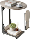 Elbourn Folding Side Table End Couch Tables,Metal Frame C-Shaped TV Stand for Sofa Living Bedroom Bedside Coffee Small Spaces (Gray)