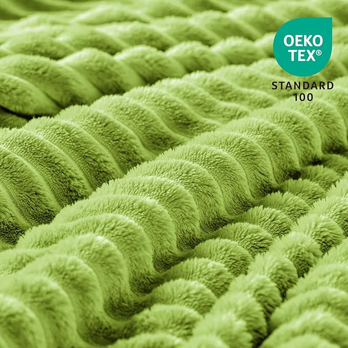 BEDELITE Fleece Blanket Twin Size – 3D Ribbed Jacquard Soft and Warm Decorative Fuzzy Blankets – Cozy, Fluffy, Plush Lightweight Throw Blankets for Couch, Bed, Sofa(Dark Citron, 60x80 inches)
