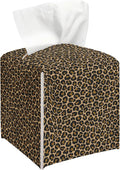 Leopard Tissue Box Cover, Modern Tissue Holder Square with Bottom Belt for Home Bathroom Office Car Nightstand Vanity Desk, Housewarming Gifts Ideas for Women Friends Mom -19