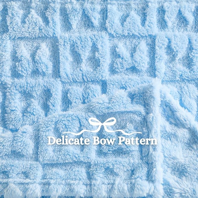 Belle Bow Baby Blanket 30x40 – Ultra Soft Fleece Bow Blanket, Cozy Crib Stroller & Pet Stroller Blanket for Baby Boy & Small Pets, (Baby Blue)