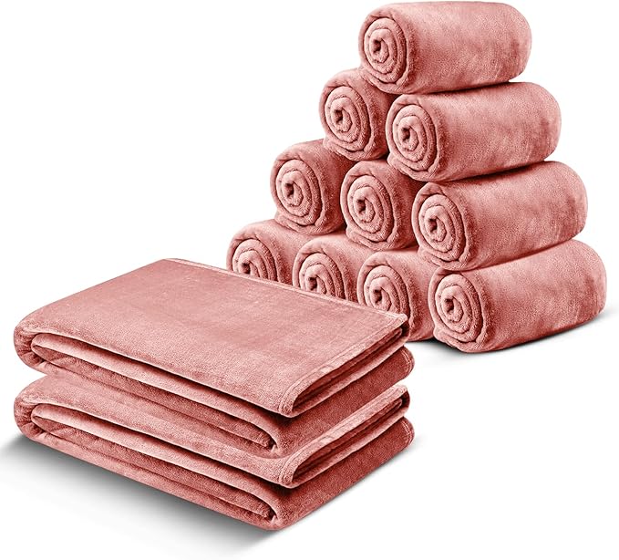 MOONLIGHT20015 Fleece Blanket Twin Size 12 Pack - Soft Cool Fluffy Throw Blanket for Couch & Sofa, Lightweight Luxury 400 GSM Microfiber Bed Blankets and Throws (Twin 60 x 80 Inches, Baby Pink)