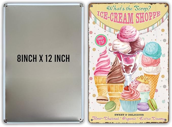 Funny Ice Cream Metal Tin Sign Wall Decor Sweet and Delicious Retro Sign for Home Decor Gifts