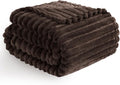 Vessia Flannel Fleece Throw Blanket for Couch, Sofa, Bed, 300GSM Striped Brown Throw Blanket for Kids, Super Soft Warm Cozy Lightweight Home Decor for All Seasons 50x40 inches