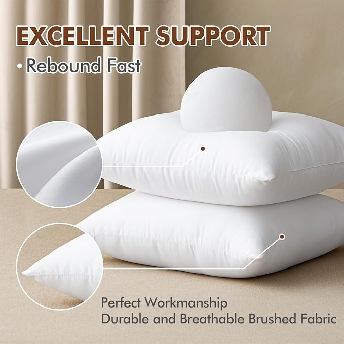 MIULEE 26x26 Inch Throw Pillow Insert Premium Throw Pillow Polyester Microfiber Stuffer Pillow for Sofa Bed Couch