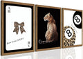 Trendy Cheetah Wall Art Set of 3 Black and White Leopard Bow Wall Decor Painting Lucky 8 Ball Poster Canavs Print Aesthetic for Bedroom Living Room 12x16 inch Wood Framed